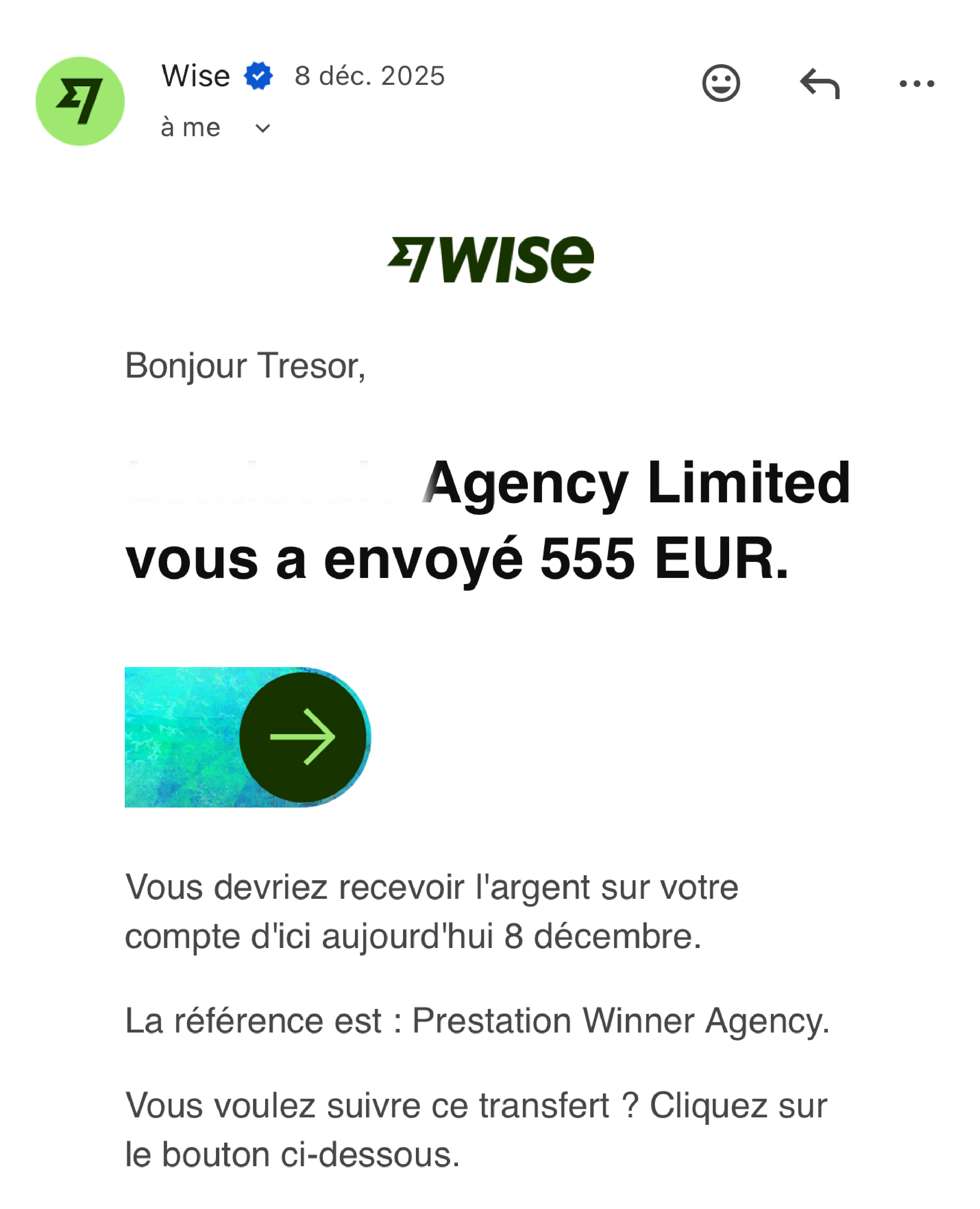 Notification de virement